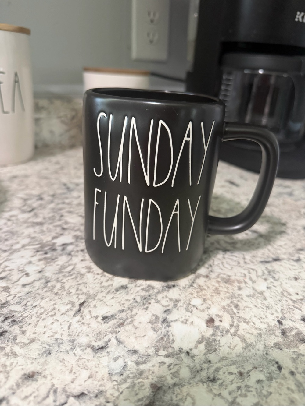 Rae Dunn Matte Black "SUNDAY FUNDAY" Mug